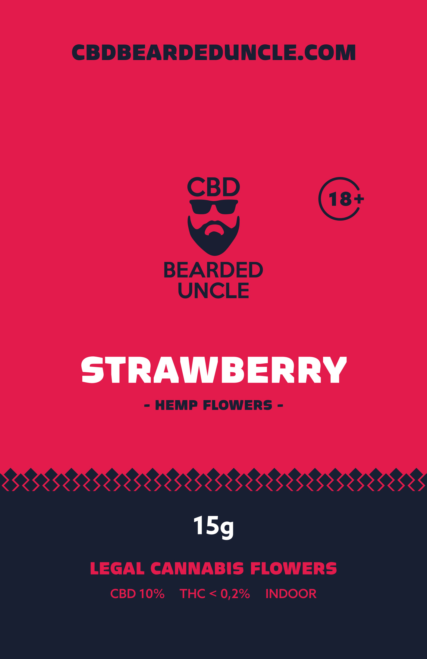 BEARDED UNCLE STRAWBERRY INDOOR CBD 10% a THC 0,2% 15g 