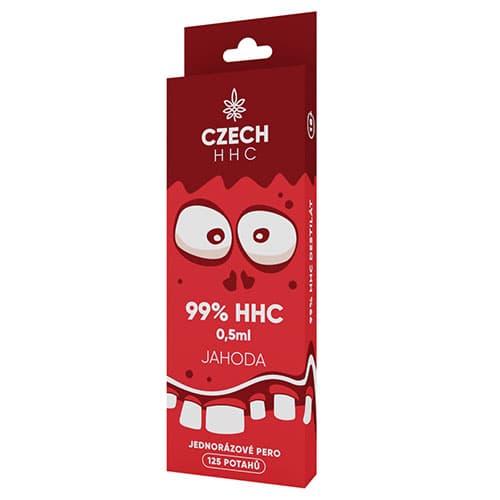 CZECH HHC Długopis jednorazowy 99% HHC Strawberry 125 okładki 0,5 ml