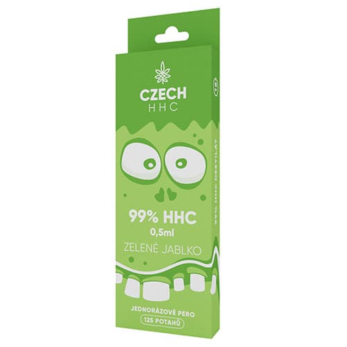 CZECH HHC Długopis jednorazowy 99% HHC Zielone jabłko 125 okładki 0,5 ml