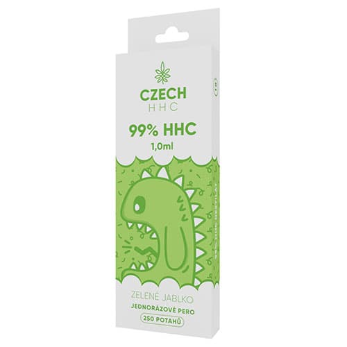 CZECH HHC Długopis jednorazowy 99% HHC  Zielone jabłko 250 okładki 1 ml