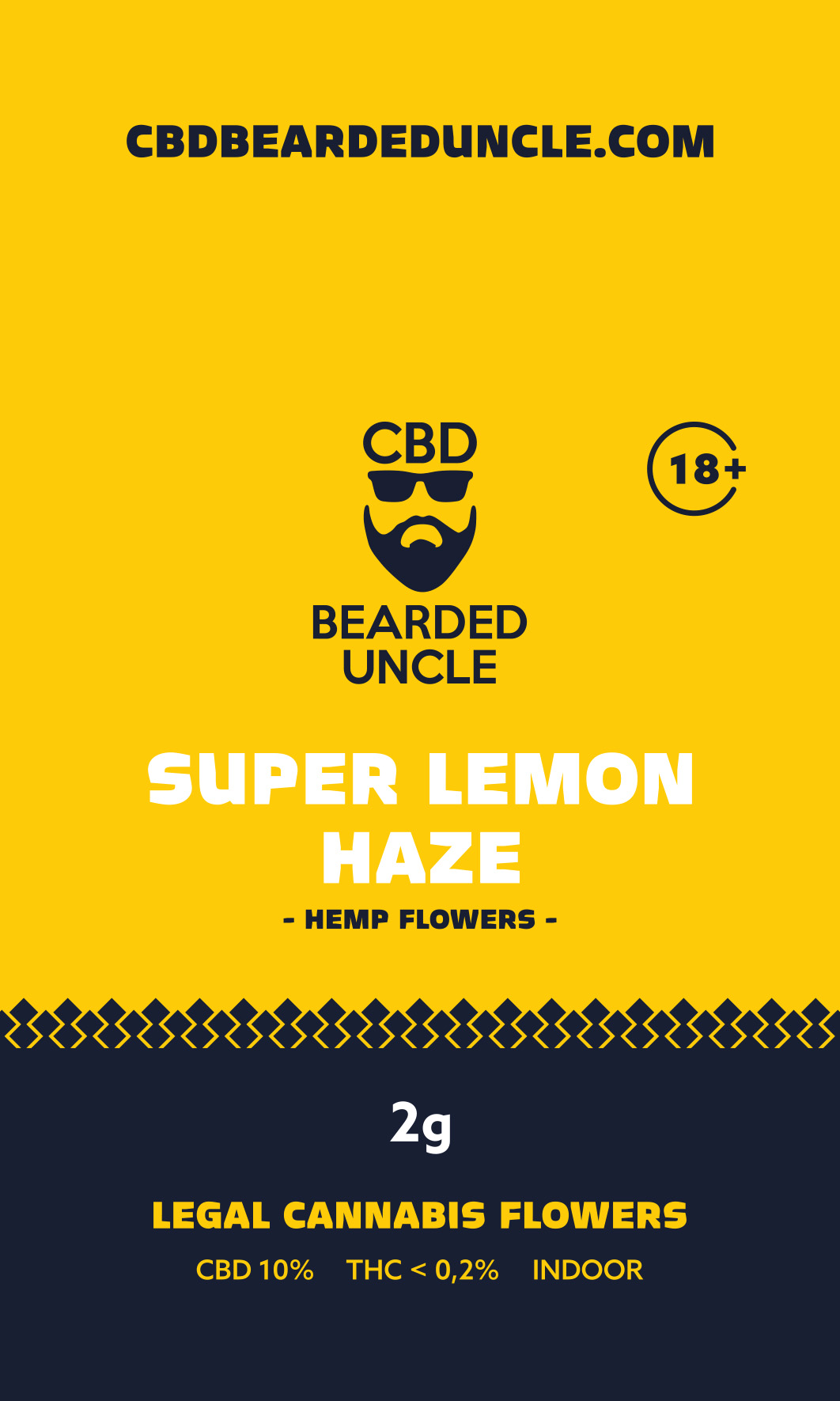 BEARDED UNCLE SUPER LEMON HAZE INDOOR CBD 10% a THC 0,2% 2g 