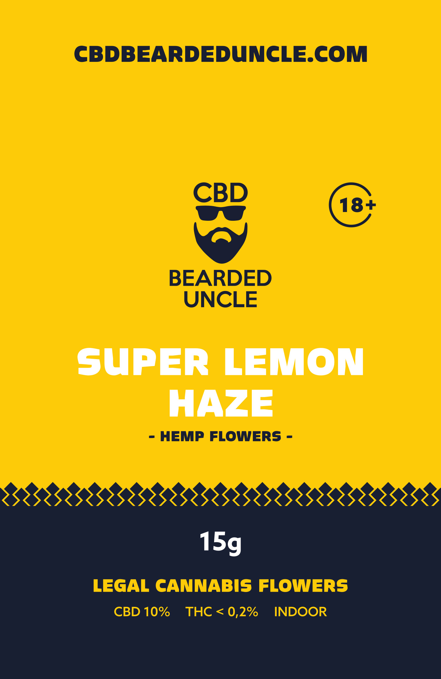 BEARDED UNCLE SUPER LEMON HAZE INDOOR CBD 10% a THC 0,2% 15g 